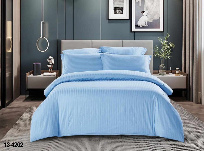 Ткань Страйп-сатин Голубой цвет арт.13-4202 оптом и в розницу в Альгожур